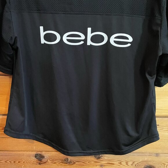 bebe sport crop football style short sleeve top Medium - Picture 2 of 5